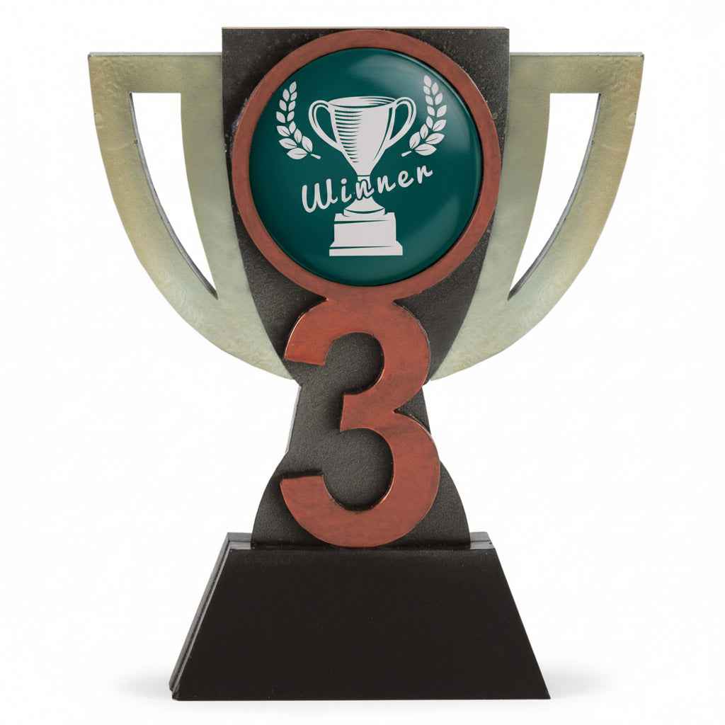 Trofeo Multideporte Bronce con Copa Calada, Número 3 Bronce