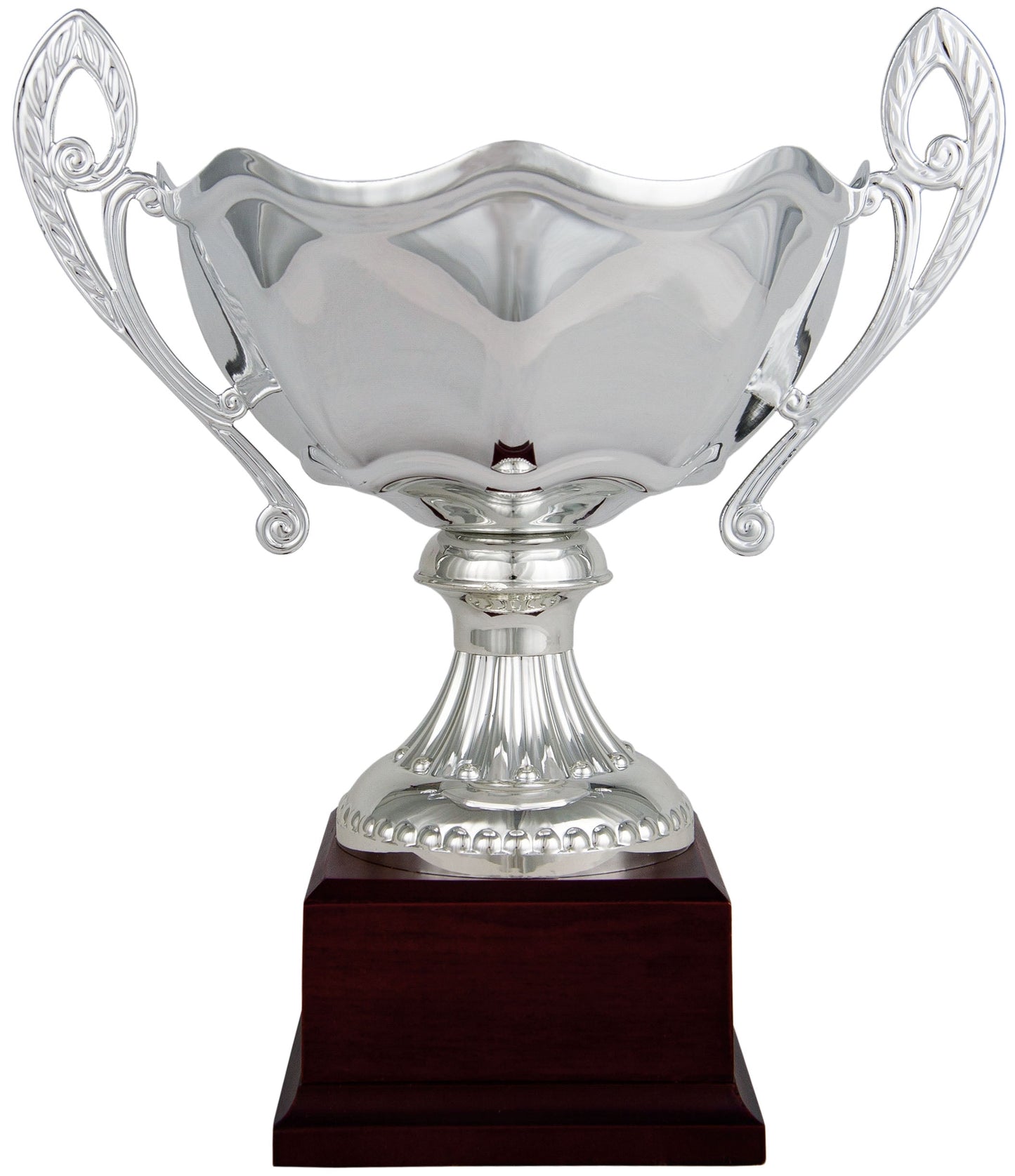 Copa Plateada con Cuenco Liso y Asas en Espiral