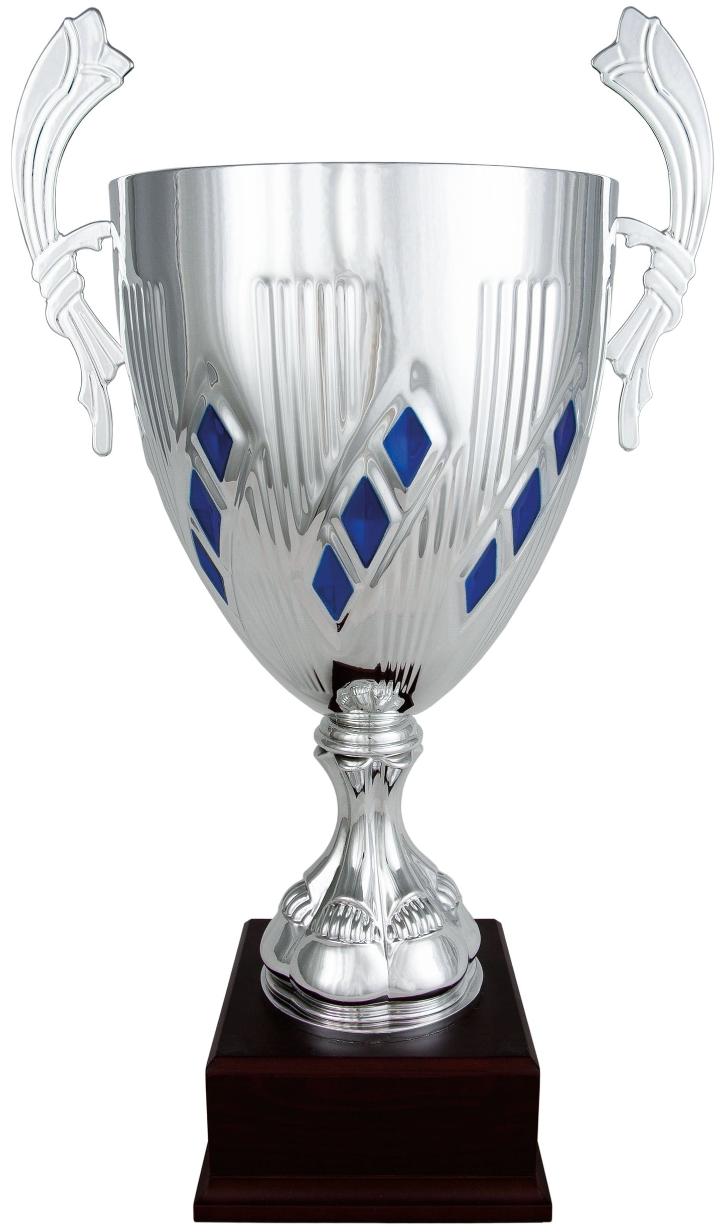 Copa Plateada con Rombos Azules - Trofeos Robles