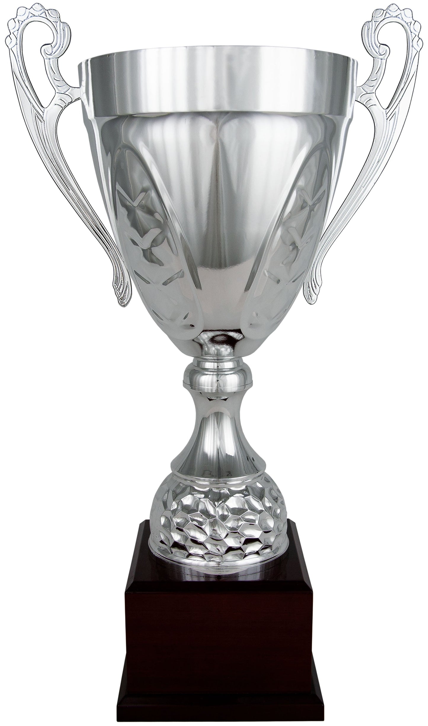 Copa Plateada Facetada con Peana de Balón - Trofeos Robles