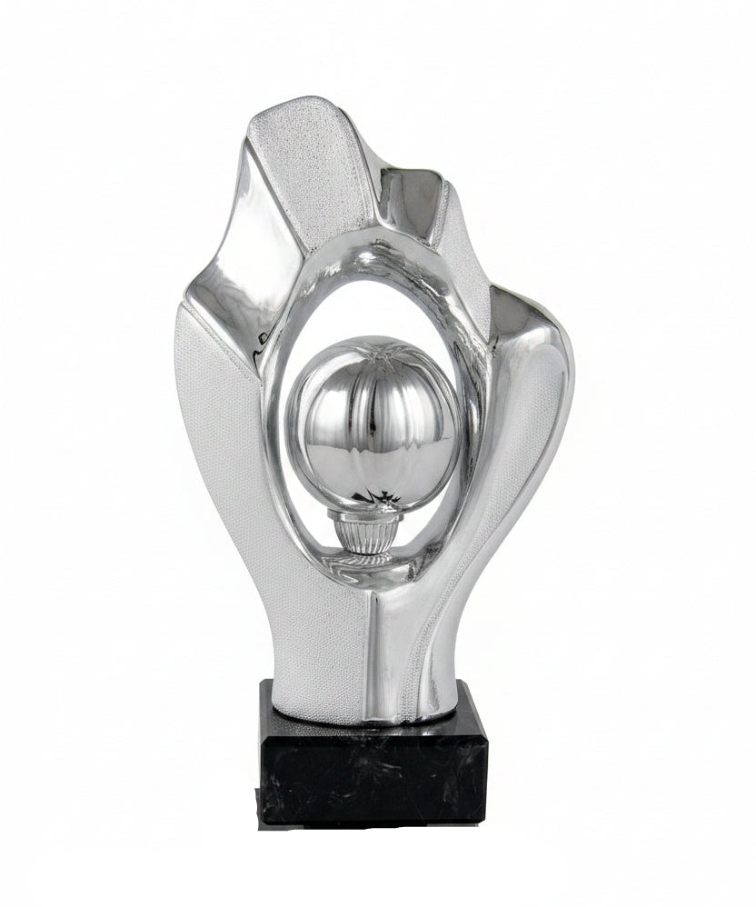 Trofeo Petanca Cromada con Anillos Bicolor