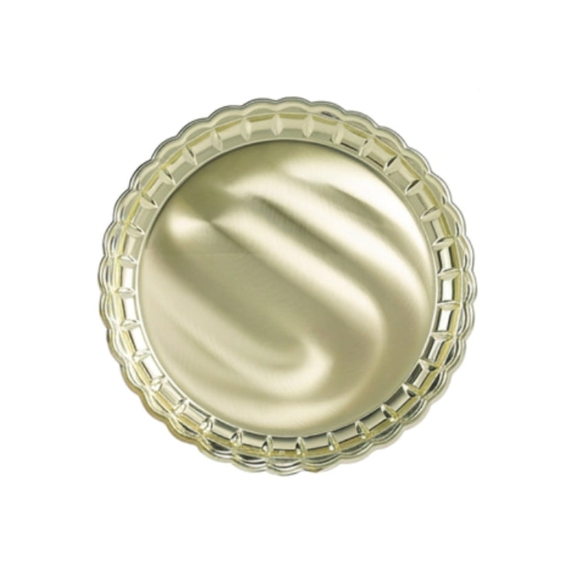 Placa Conmemorativa en Bandeja Circular Dorada con Borde Festoneado