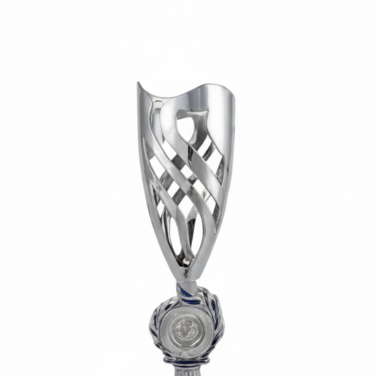 Copa Premium Plata y Azul con Diseño de Estrellas y Ondas-detalle