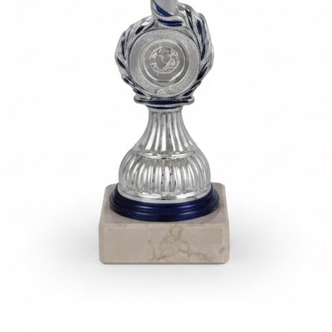 Copa Premium Plata y Azul con Diseño de Estrellas y Ondas-detalle base