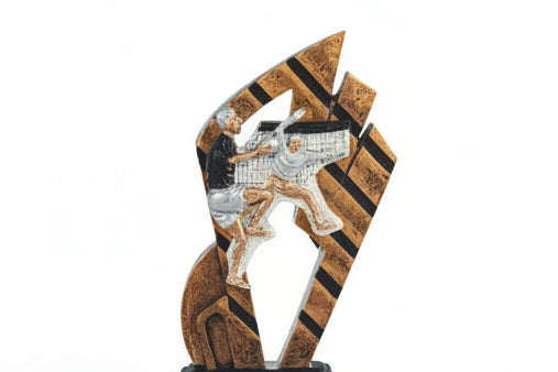 Trofeo Balonmano Portero y Jugador Diseño Calado-detalle