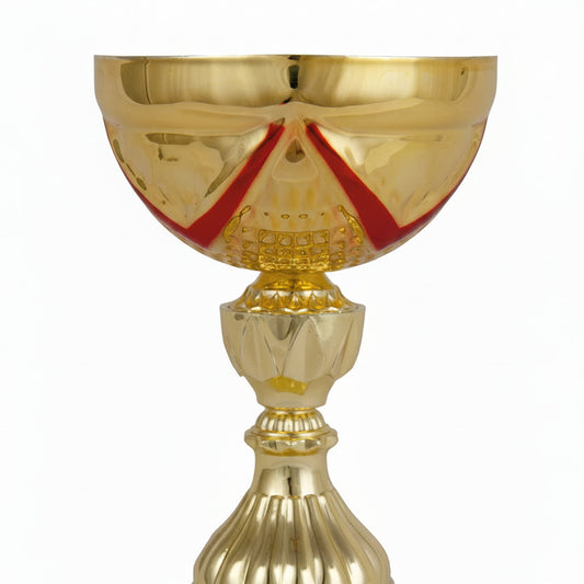 Trofeo Copa Hexagonal Oro y Rojo-detalle
