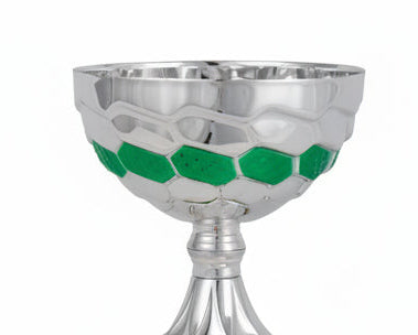 Trofeo Copa Hexagonal Plata y Verde-detalle