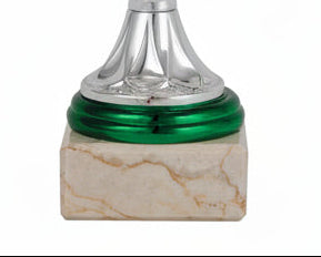 Trofeo Copa Hexagonal Plata y Verde-detalle base