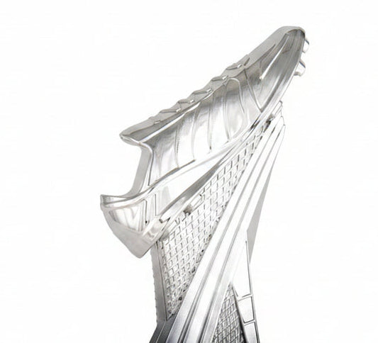 Trofeo Fútbol Figura Bota Plateada -detalle