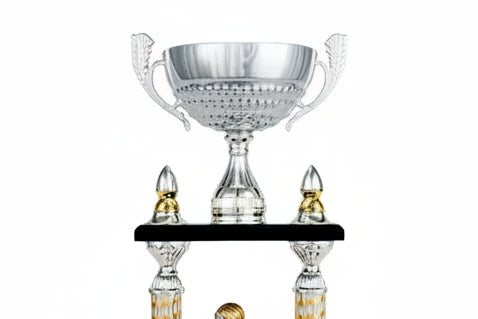 Trofeo Gran Formato Bicolor con Columnas Helicoidales y Base Negra-detalle copa