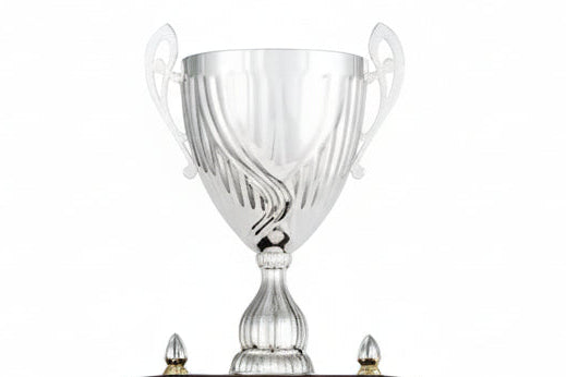 Trofeo Gran Formato con Columnas Plateadas Texturizadas y Base de Madera-detalle copa