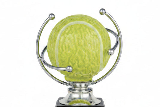 Trofeo Tenis Pelota Orbital con Aros Plateados-detalle