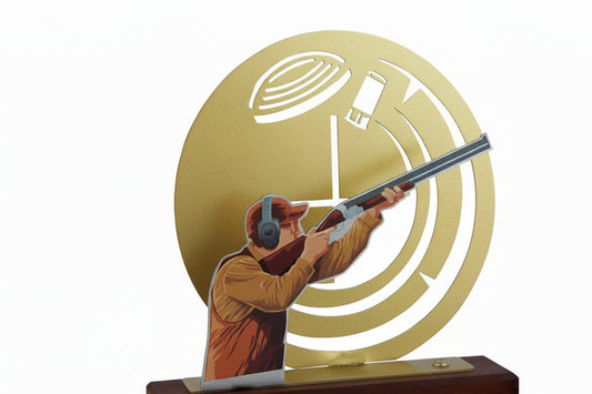 Trofeo Tiro al Plato Metal-detalle