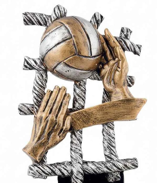 Trofeo Voleibol Manos con Balón Plateado Dorado