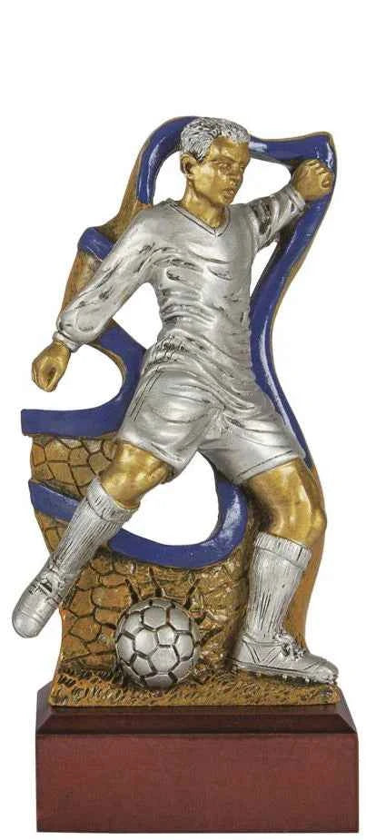 Trofeo Fútbol Jugador con Balón Dorado Plateado Bronce