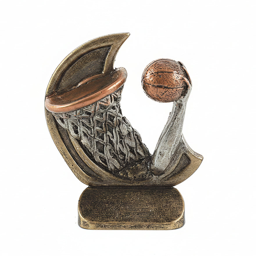 Trofeo Baloncesto Bronce con Canasta y Balón 11 cm