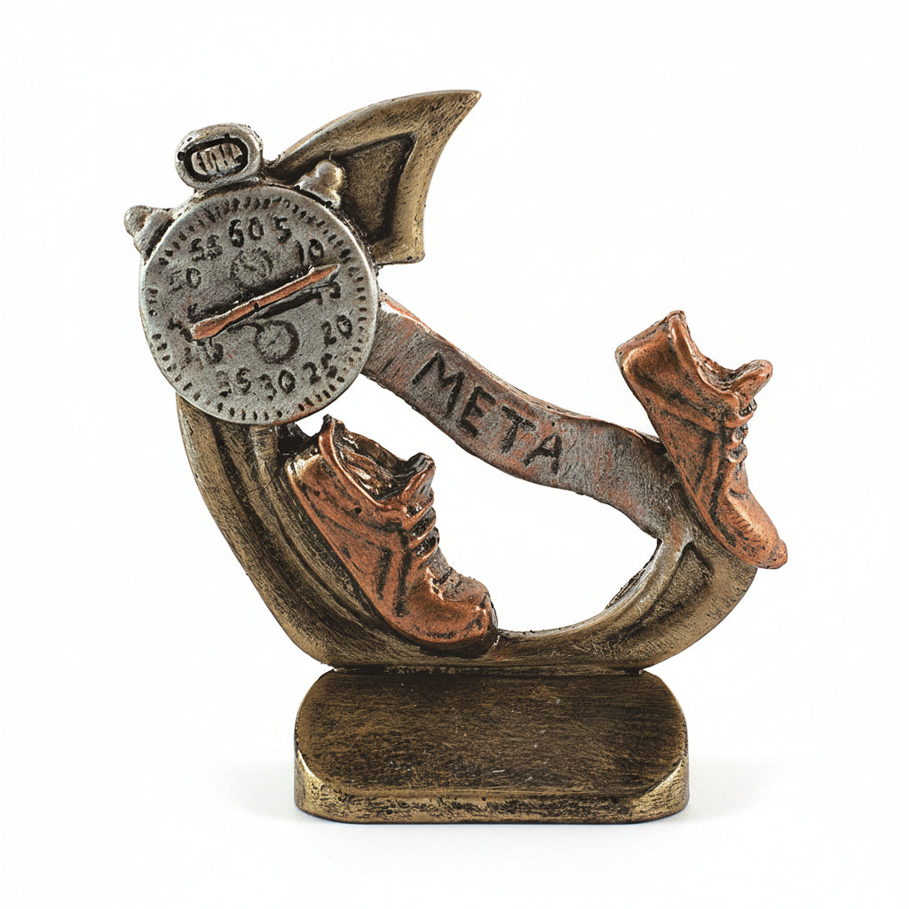 Trofeo Atletismo Bronce con Zapatillas Cronómetro y Meta 11 cm