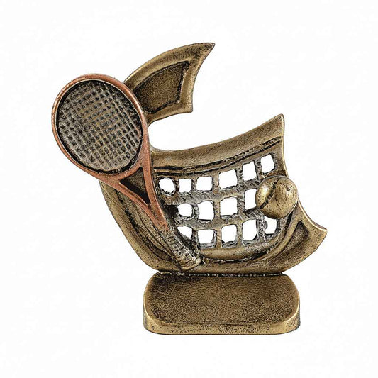 Trofeo Tenis Bronce con Raqueta, Red y Pelóta