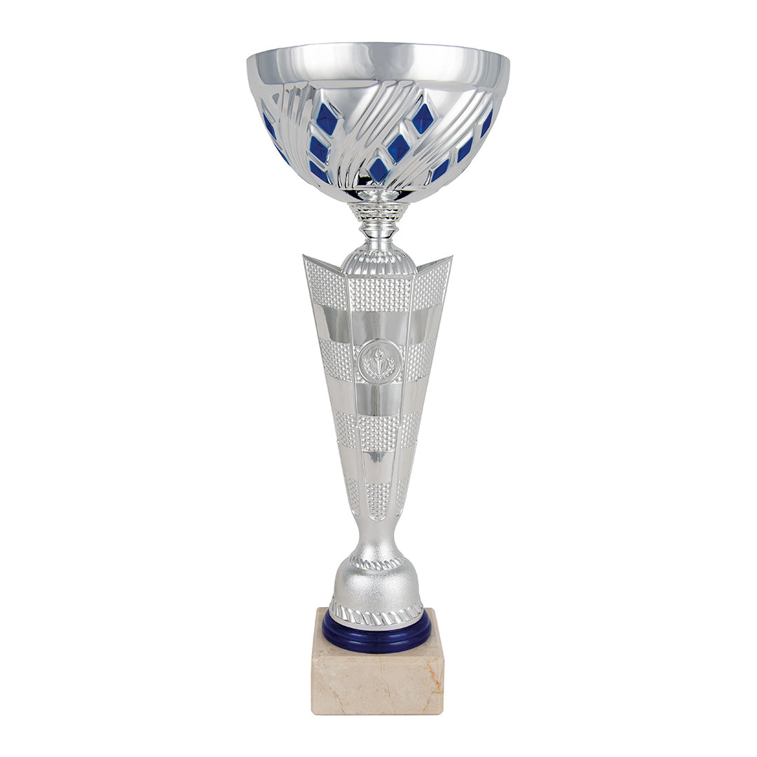 Copa Plateada Cuenco con Rombos Azules-Trofeos Robles