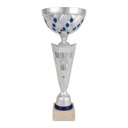 Copa Plateada Cuenco con Rombos Azules-Trofeos Robles