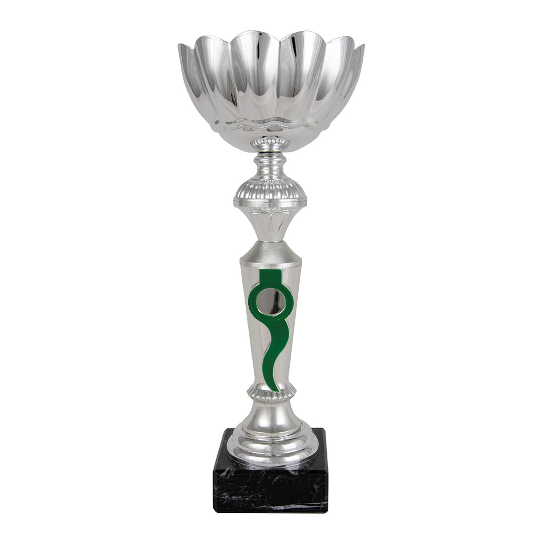 Copa Plateada Pétalos Ondulados y Tallo Verde-Trofeos Robles