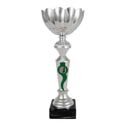Copa Plateada Pétalos Ondulados y Tallo Verde-Trofeos Robles