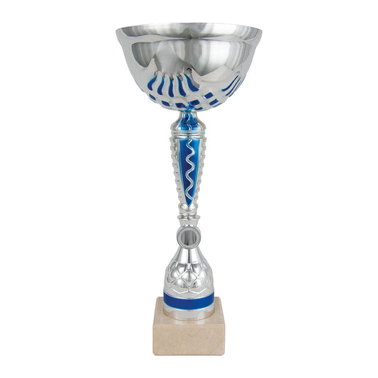 Copa Plateada con Cuenco Calado Azul y Tallo Bicolor con Zigzag