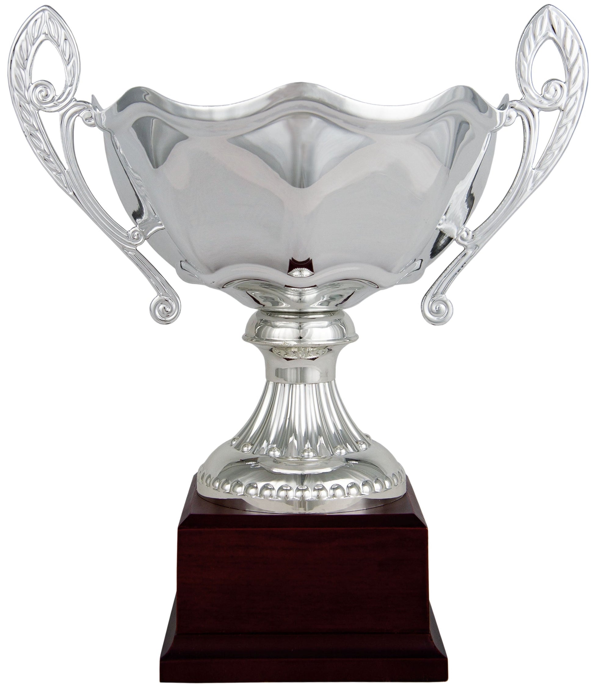 Copa Plateada con Cuenco Liso y Asas en Espiral