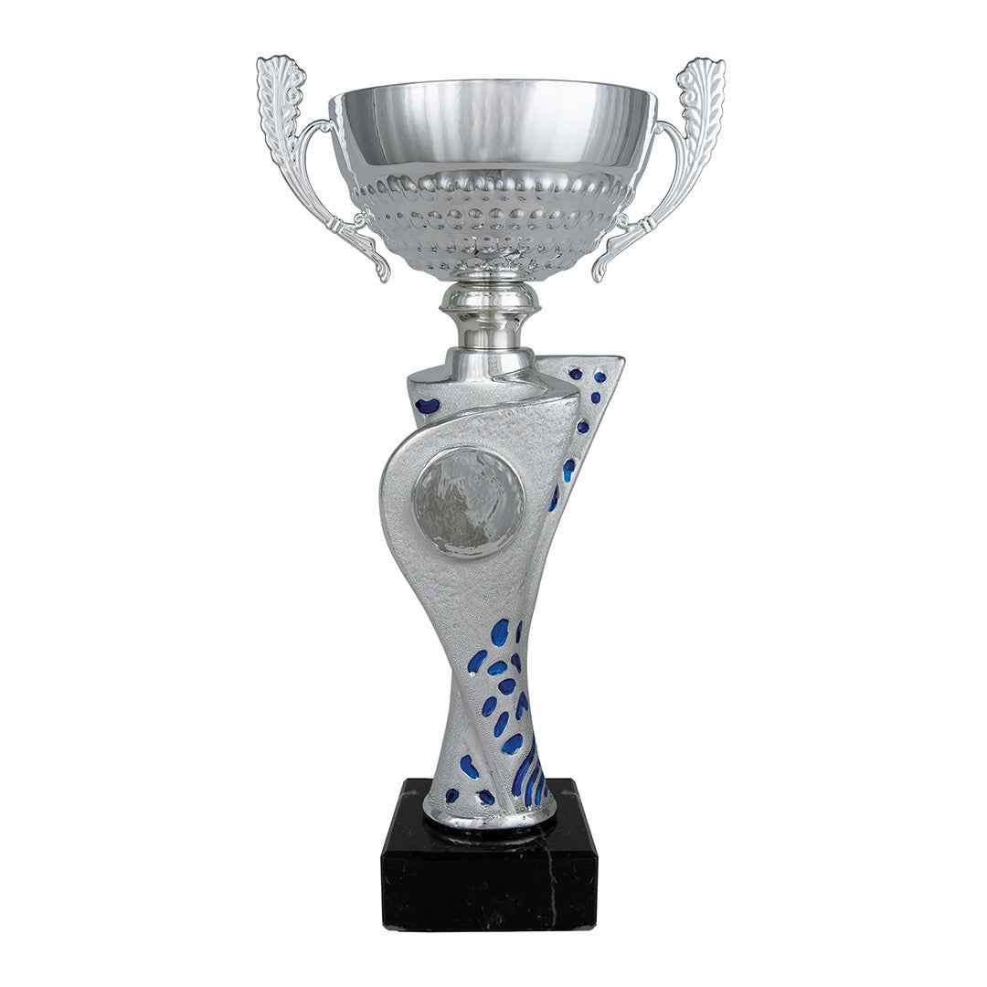 Copa Plateada Estriada con Detalle Azul