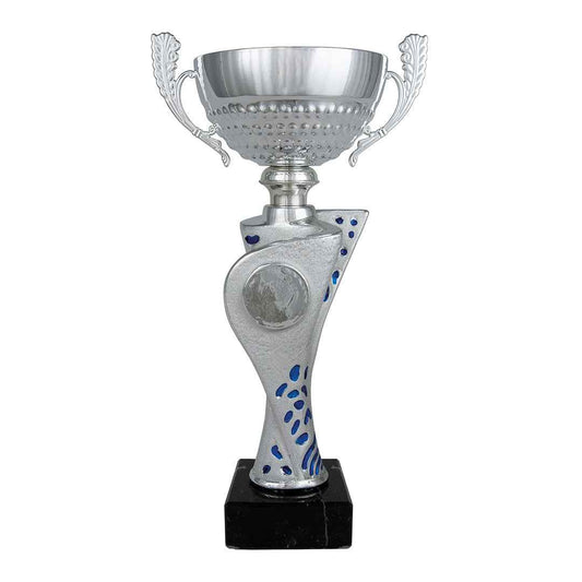 Copa Plateada Estriada con Detalle Azul