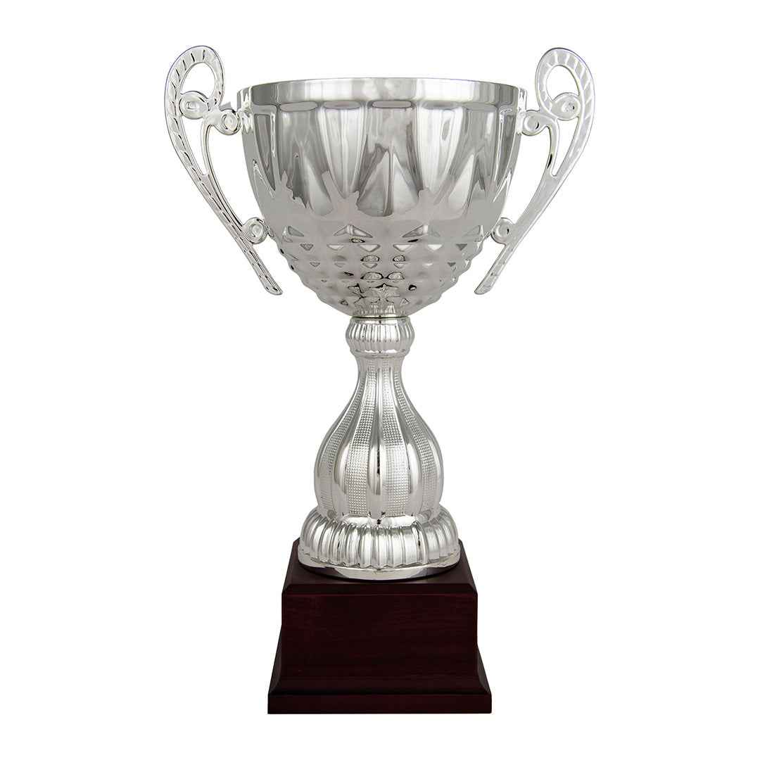 Copa Plateada Diamante con Asas Rizadas