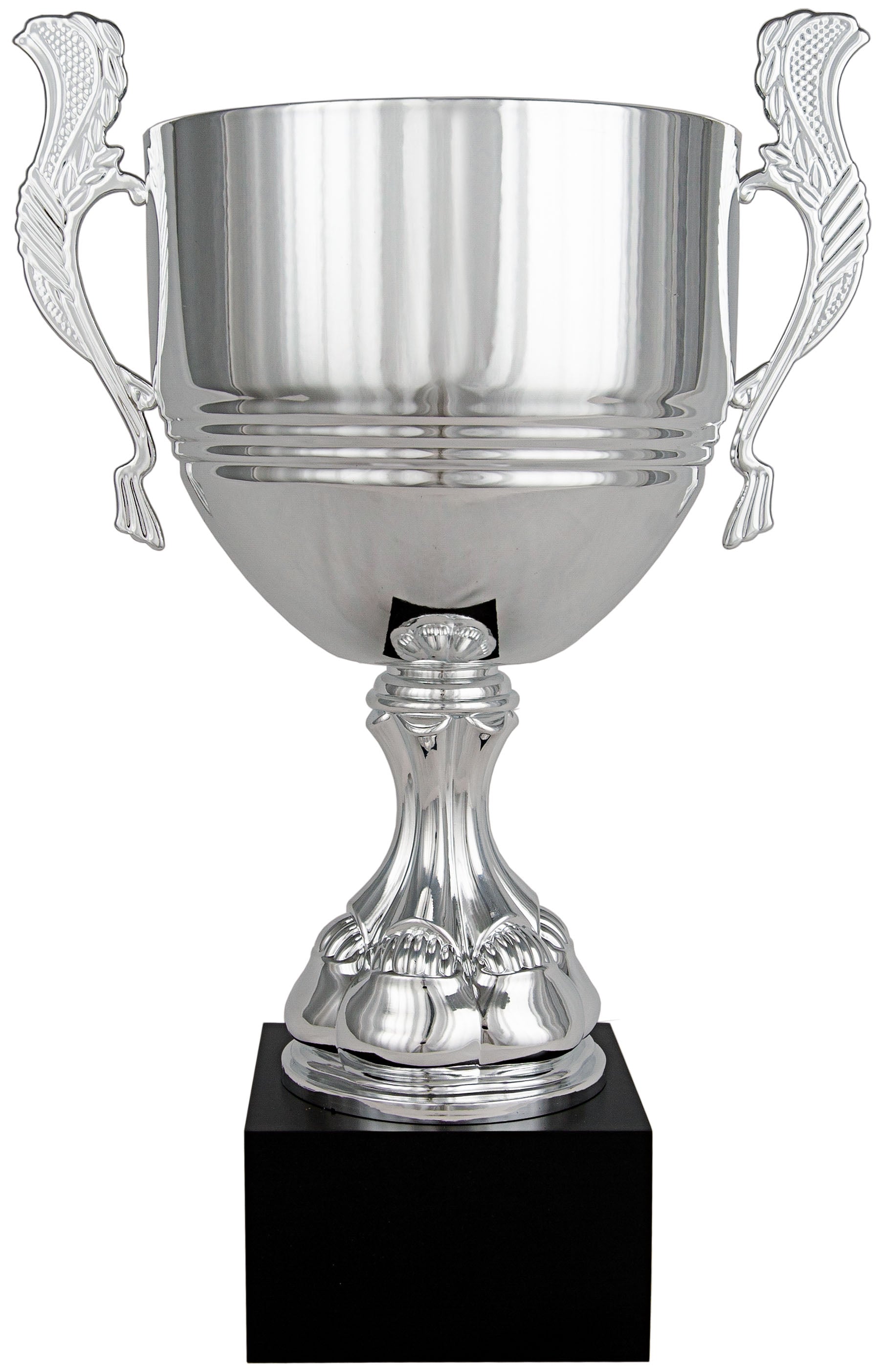 Copa Plateada con Cuenco Liso y Asas en Espiral Grande