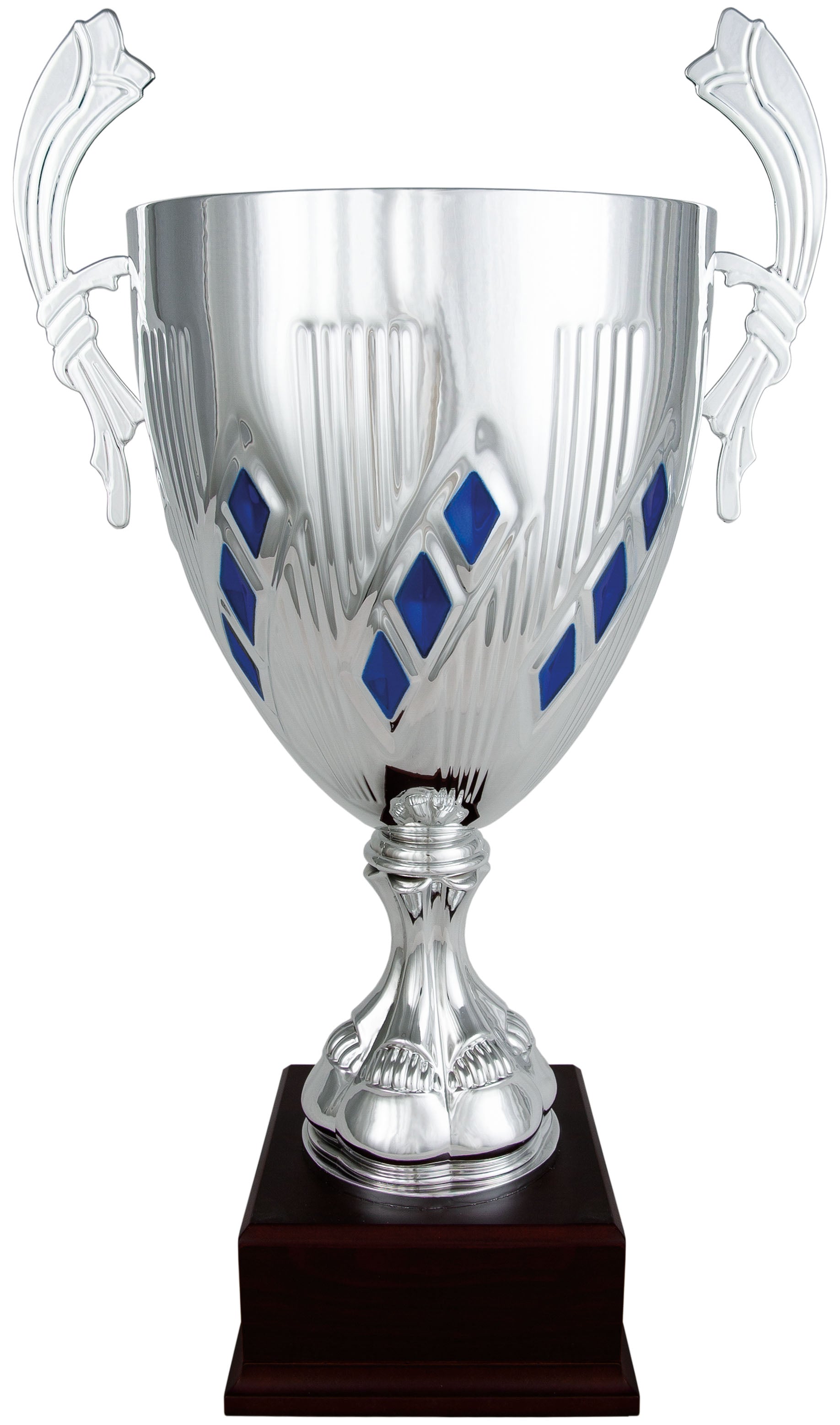 Copa Plateada con Rombos Azules - Trofeos Robles
