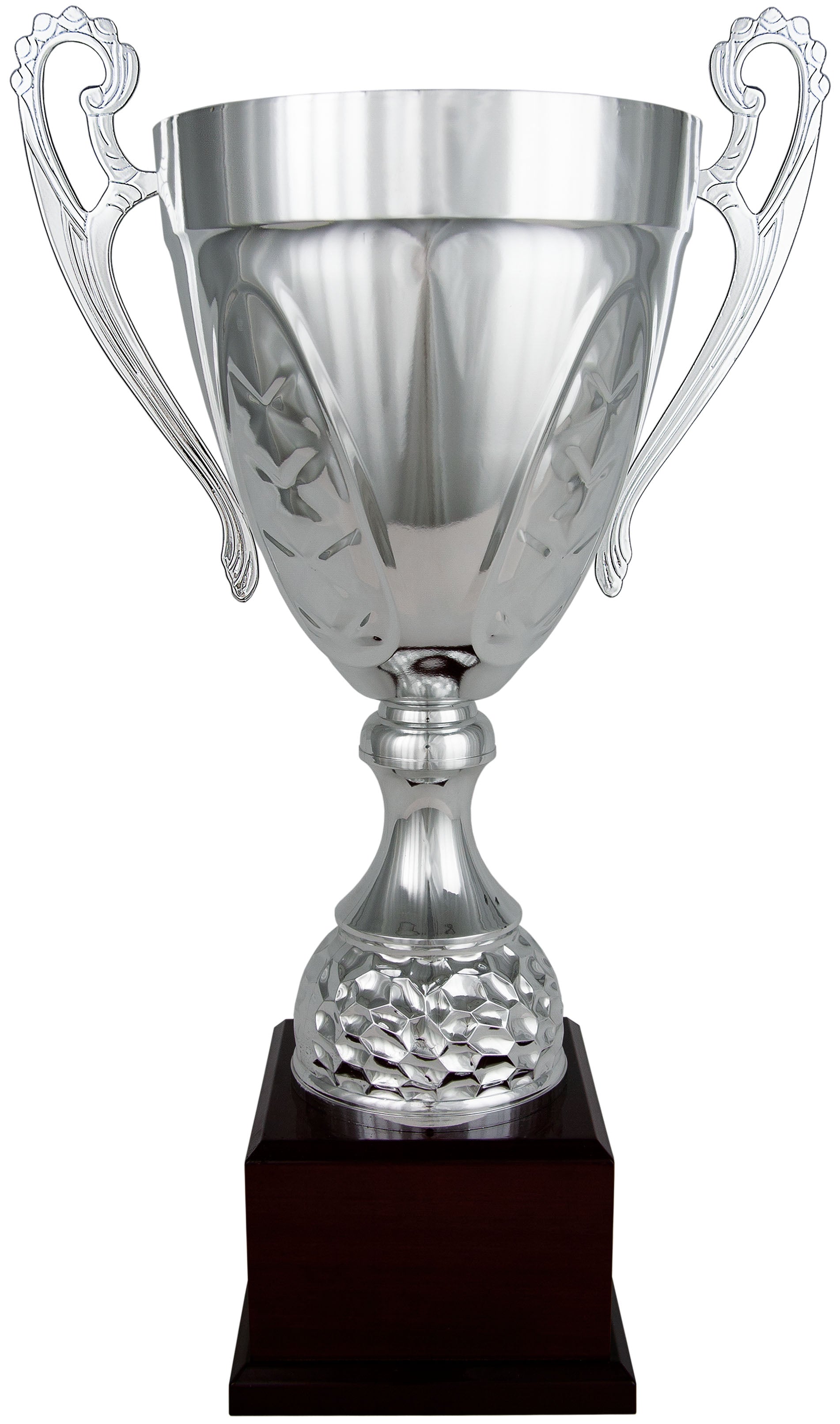 Copa Plateada Facetada con Peana de Balón - Trofeos Robles