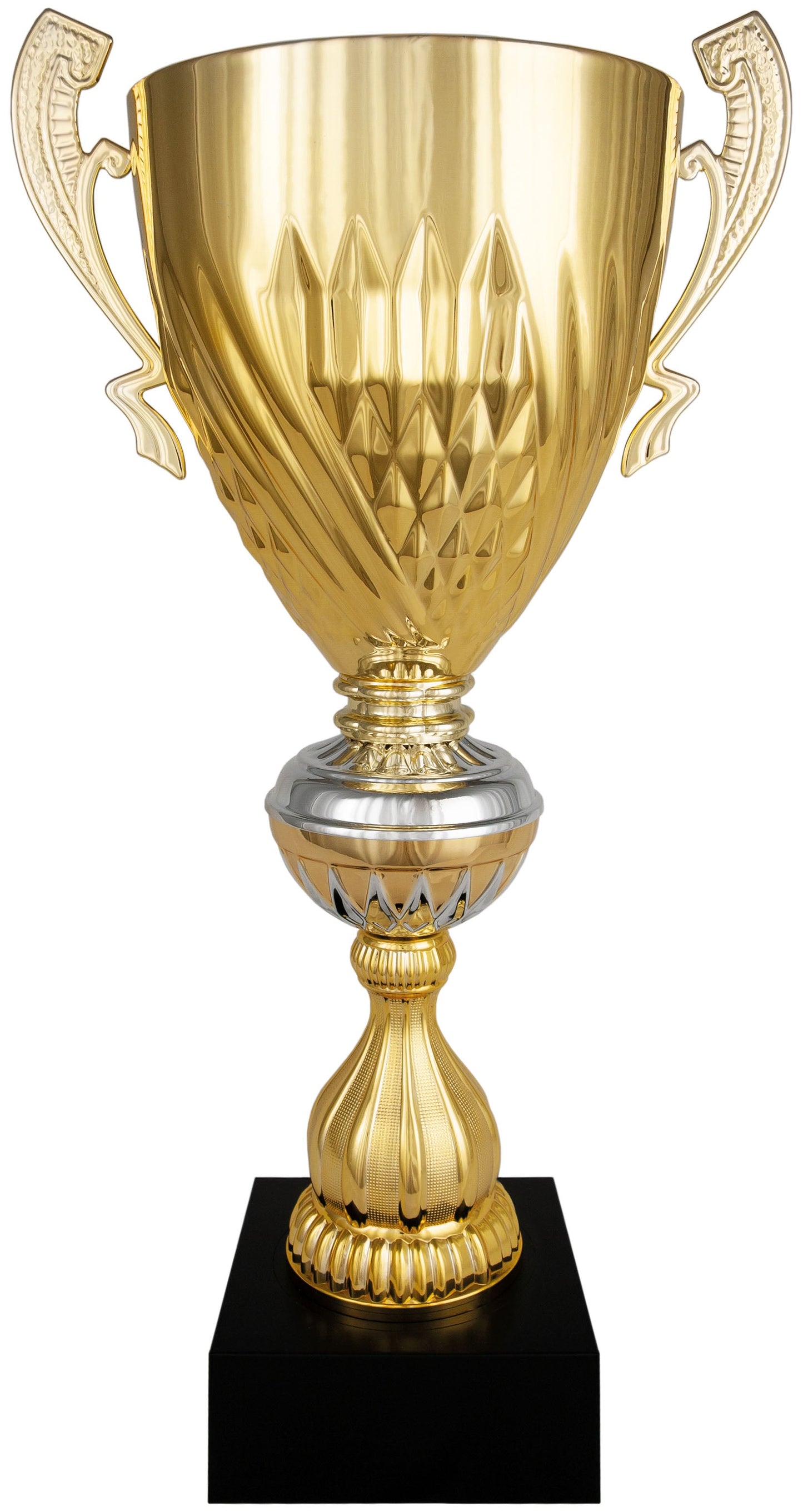 Copa Dorada Facetada con Anillo Plateado - Trofeos Robles