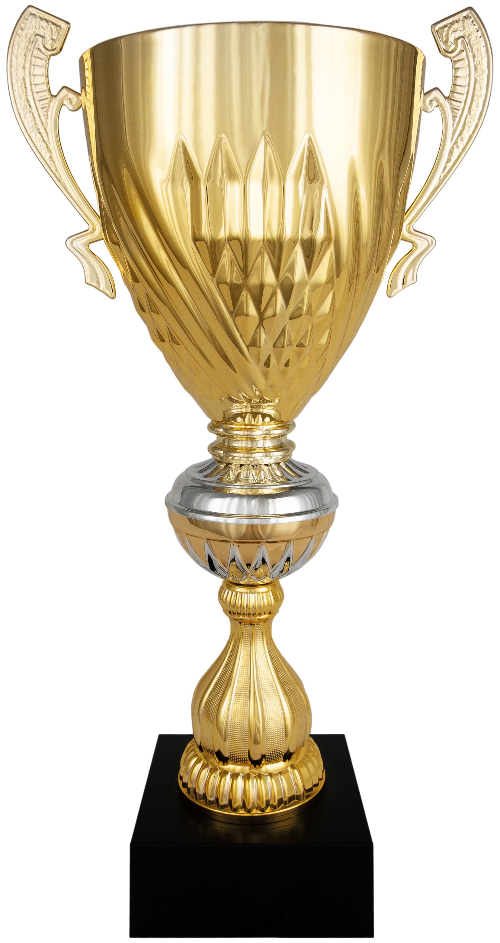 Copa Dorada Facetada con Anillo Plateado - Trofeos Robles