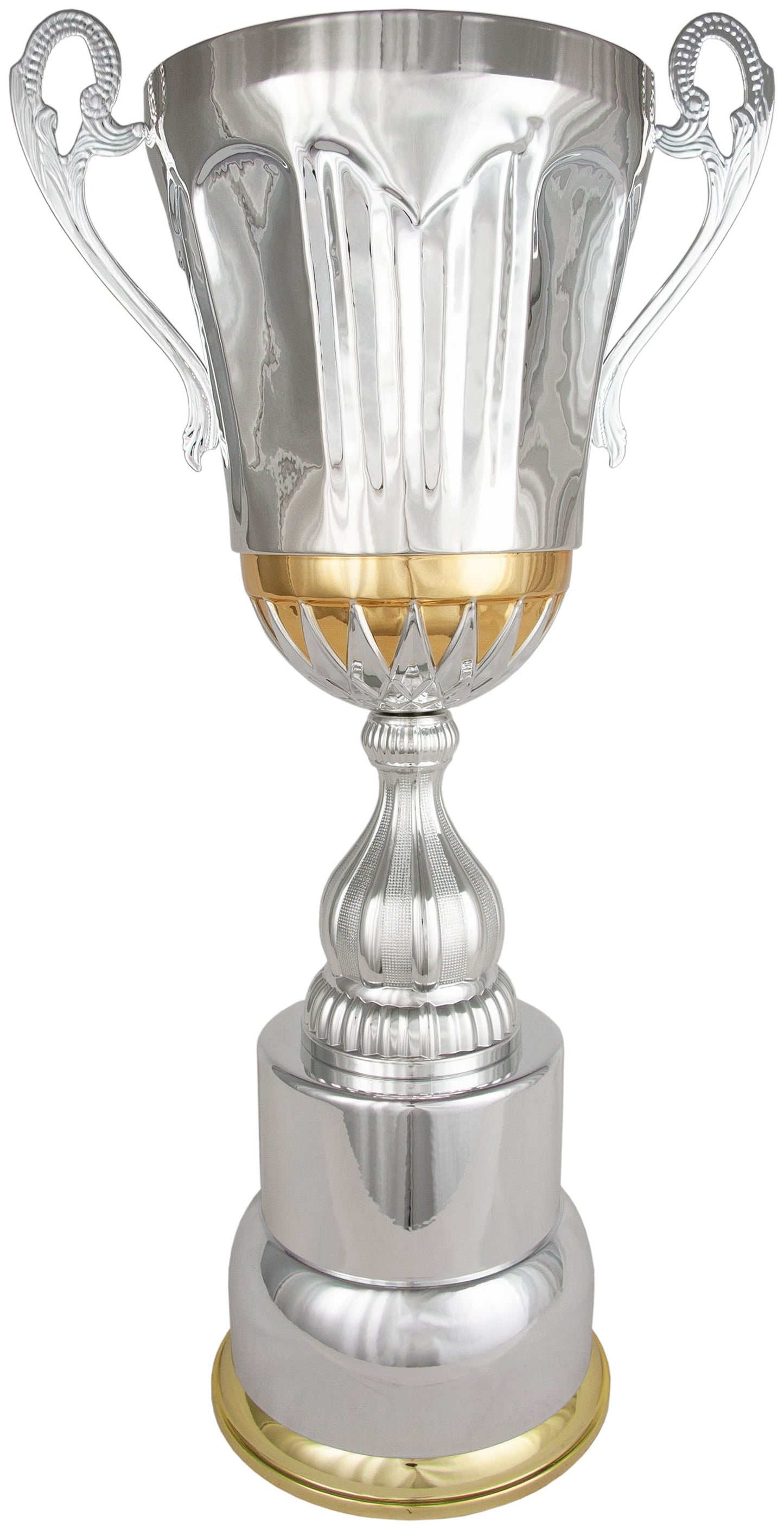 Copa Plateada Acanalada con Base Dorada - Trofeos Robles
