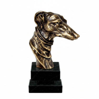 Busto de Galgo Bronce sobre Peana de Mármol