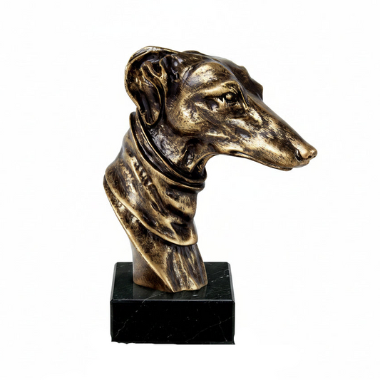 Busto de Galgo Bronce sobre Peana de Mármol