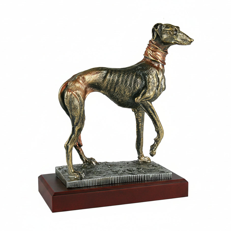 Figura de Galgo de Pie en Bronce