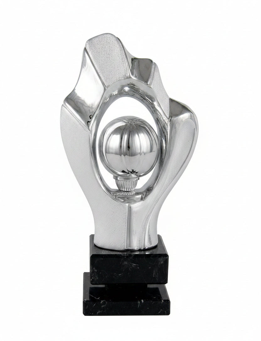 Trofeo Petanca Cromada con Anillos Bicolor