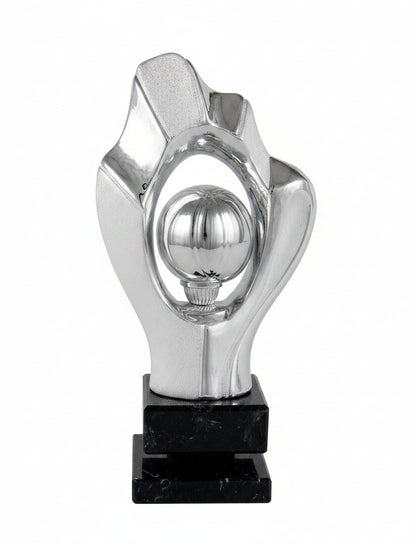 Trofeo Petanca Cromada con Anillos Bicolor