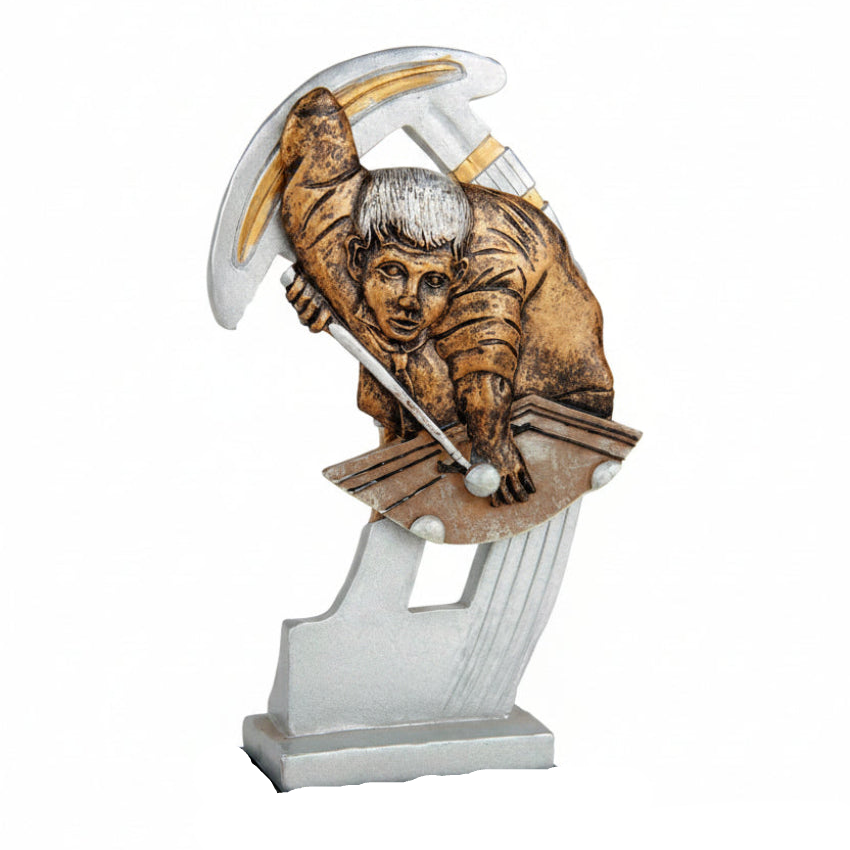 Trofeo Jugador de Billar sobre Media Luna Plateada