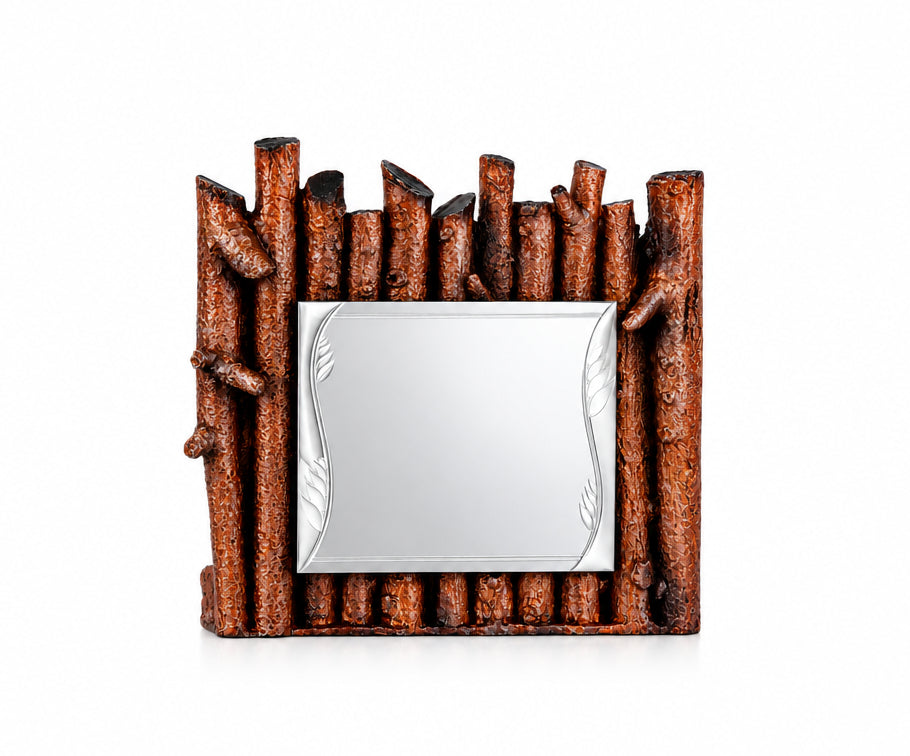 Placa con Marco de Troncos de Madera