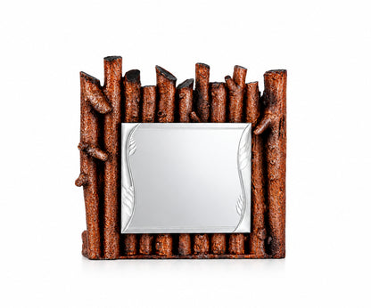 Placa con Marco de Troncos de Madera
