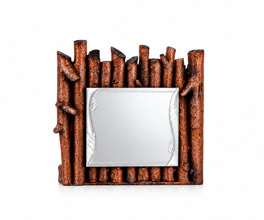Placa con Marco de Troncos de Madera