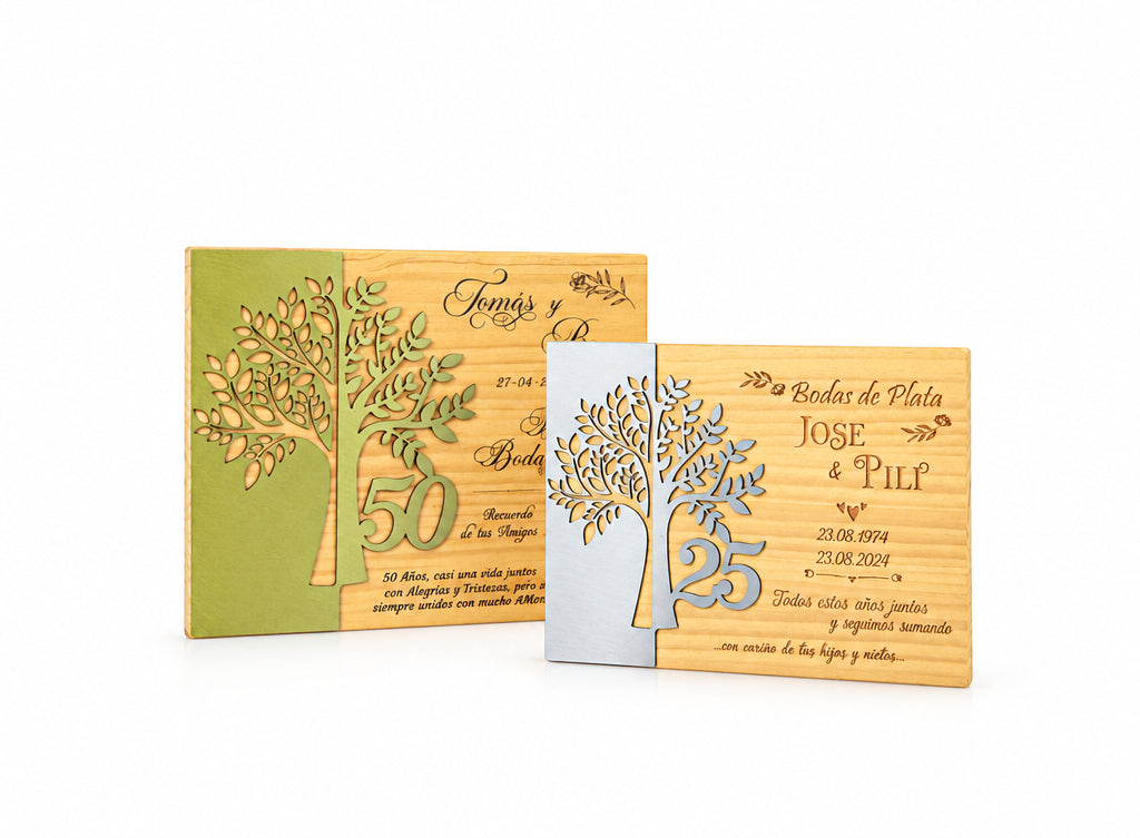 Placa de Madera Árbol Genealógico Grabado