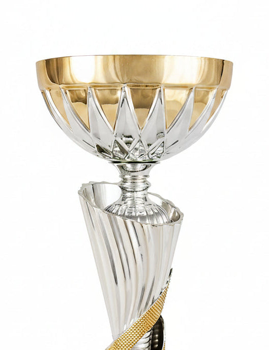 Copa Bicolor Cuenco Dorado Corona Plateada y Banda Dorada-detalle