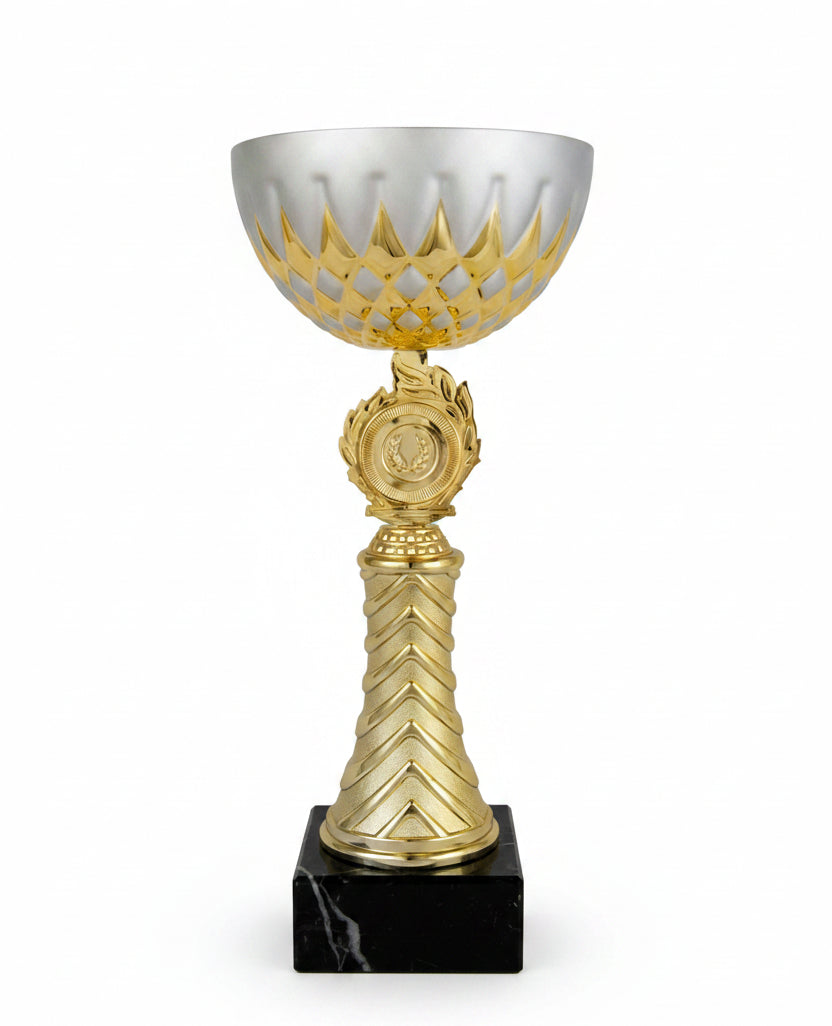 Copa Bicolor Cuenco Plateado con Rombos Dorados-Trofeos Robles