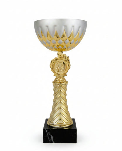 Copa Bicolor Cuenco Plateado con Rombos Dorados-Trofeos Robles